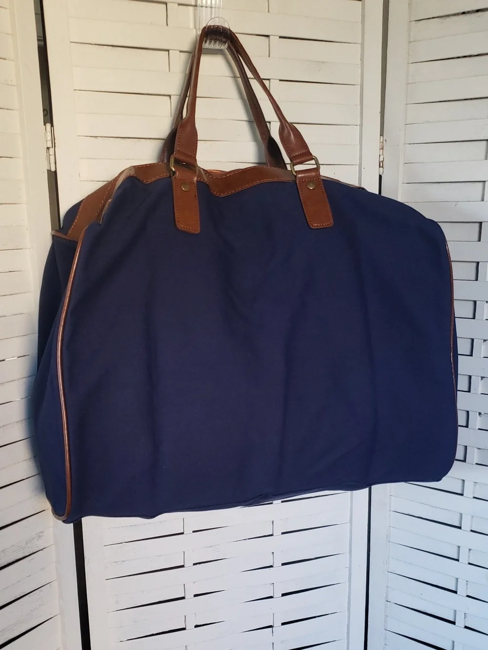 Polo by Ralph Lauren Navy & Green Diagonal Stripe Travel Canvas Duffel Bag New